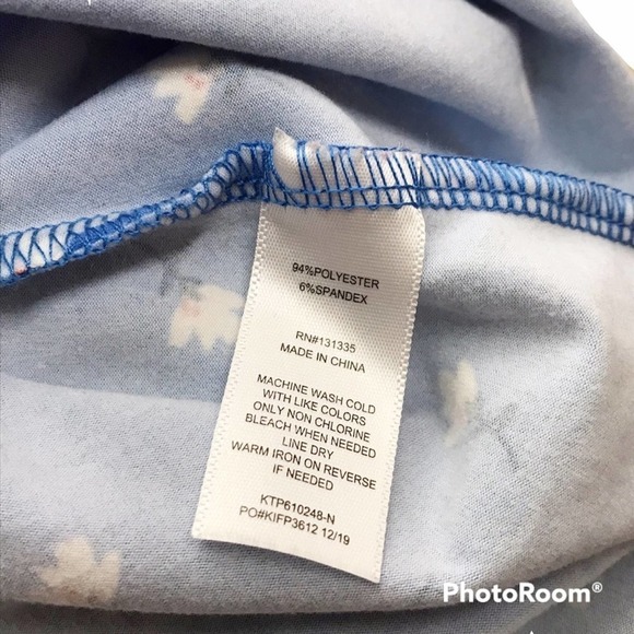 Socialite blue floral puff sleeve square neckline blouse size S - Picture 5 of 6